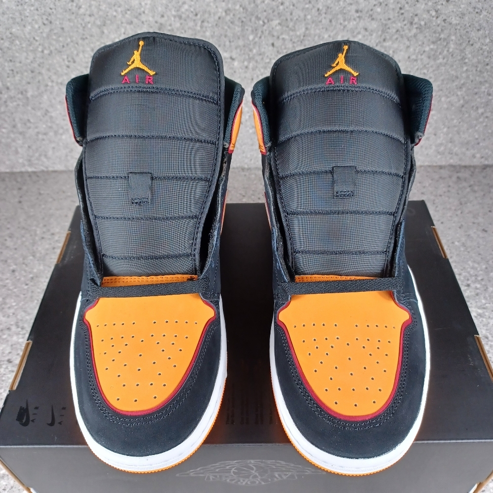 Nike Air Jordan 1 Mid Fat Tongue Black Vivid Orange - Men's Size 11 Shoes - Picture 4 of 12